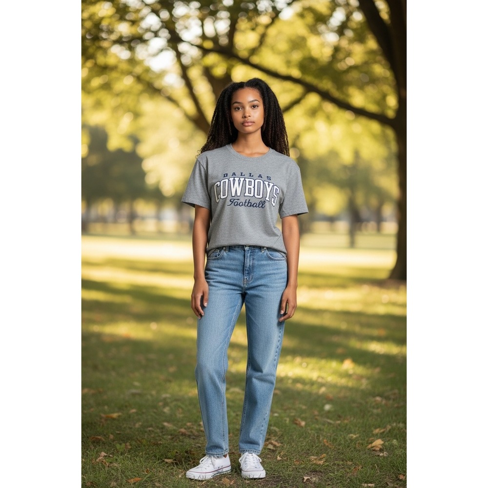 574 Dallas Cowboys Her Style Womens XL T-Shirt Gray Peggy Shoulder Inset NFL NWT
